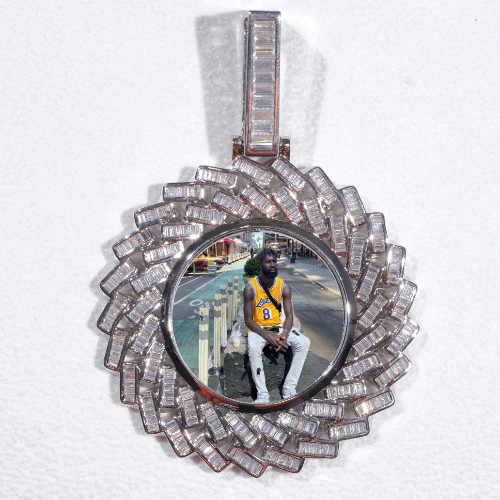 Large 3D Baguette Custom Picture Pendant