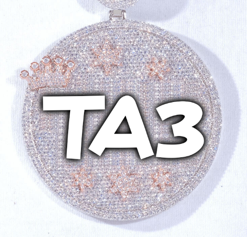 CUSTOM LETTER NECKLACE 3D BIG CROWN DISC