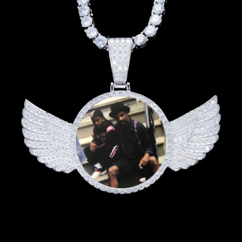 925S & VVS Moissanite 3D Wing Custom Picture Pendant