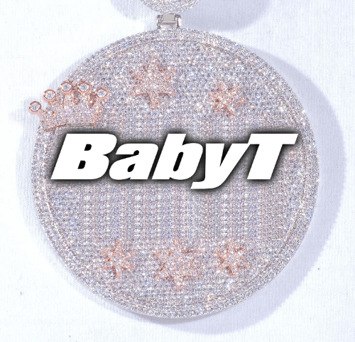CUSTOM LETTER NECKLACE 3D BIG CROWN DISC