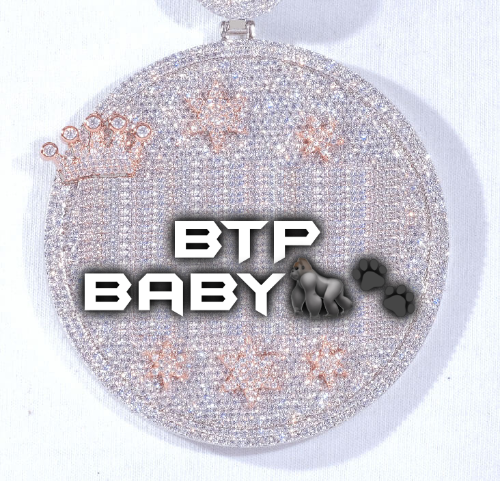CUSTOM LETTER NECKLACE 3D BIG CROWN DISC