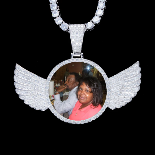 925S & VVS Moissanite 3D Wing Custom Picture Pendant