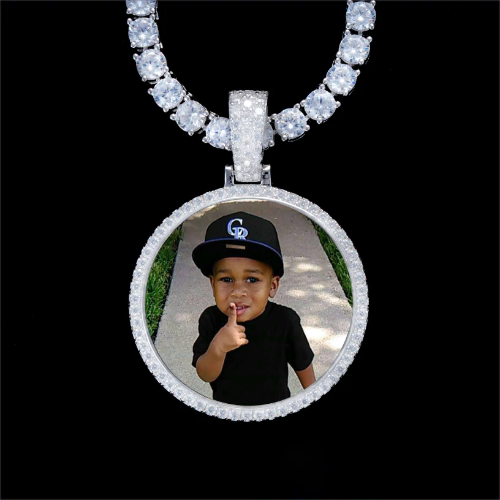 925S & VVS Moissanite 3D Circle Custom Picture Pendant