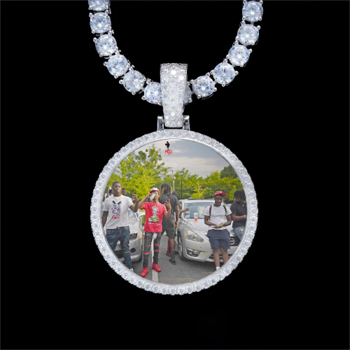925S & VVS Moissanite 3D Circle Custom Picture Pendant