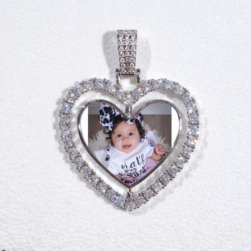 3D Spinning 2-Faced Heart Custom Picture Pendant