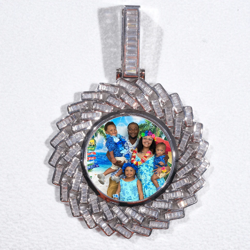 Large 3D Baguette Custom Picture Pendant