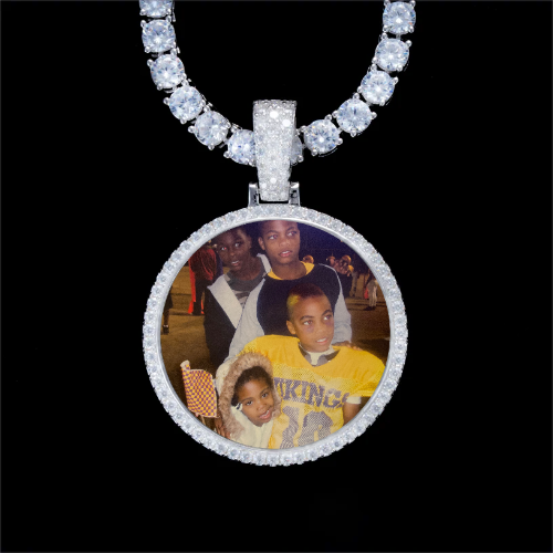 925S & VVS Moissanite 3D Circle Custom Picture Pendant