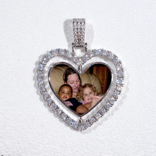 3D Spinning 2-Faced Heart Custom Picture Pendant