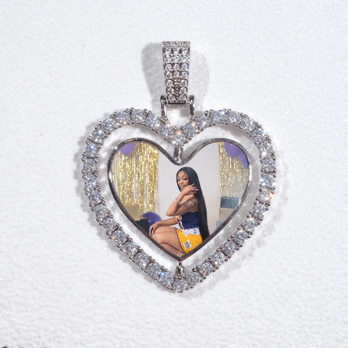 3D Spinning 2-Faced Heart Custom Picture Pendant
