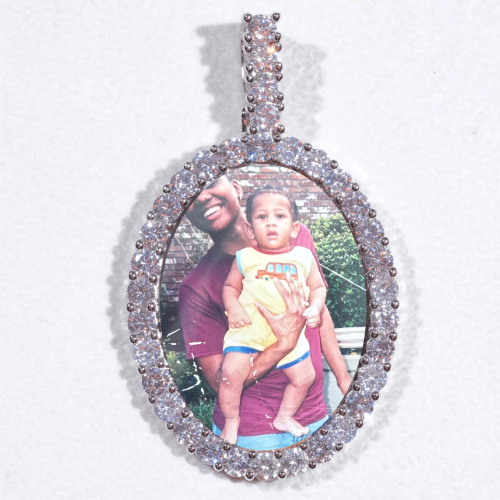 Large 3D Oval Custom Picture Pendant