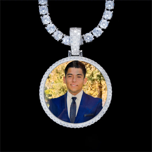 925S & VVS Moissanite 3D Circle Custom Picture Pendant