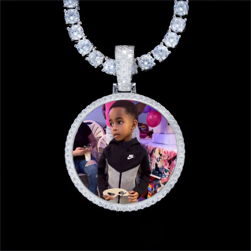 925S & VVS Moissanite 3D Circle Custom Picture Pendant