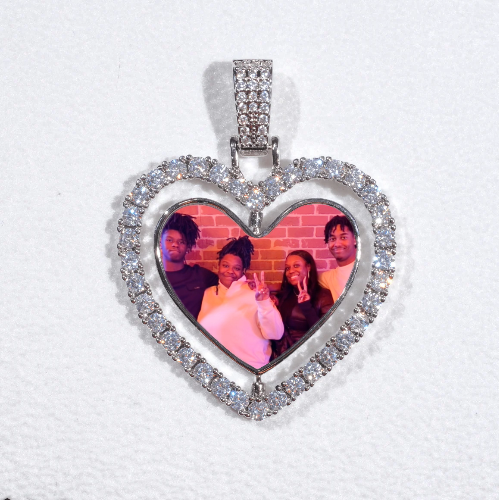 3D Spinning 2-Faced Heart Custom Picture Pendant