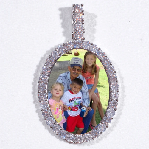 Large 3D Oval Custom Picture Pendant