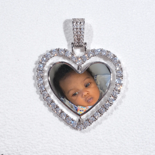 3D Spinning 2-Faced Heart Custom Picture Pendant