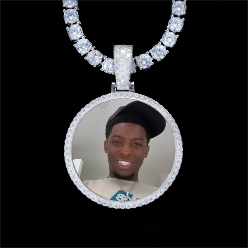 925S & VVS Moissanite 3D Circle Custom Picture Pendant