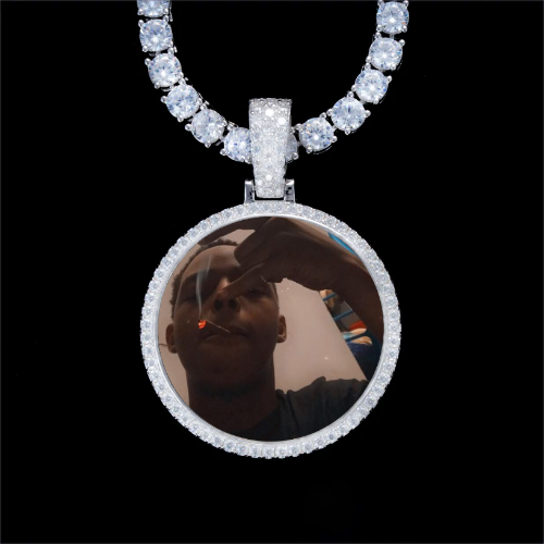 925S & VVS Moissanite 3D Circle Custom Picture Pendant