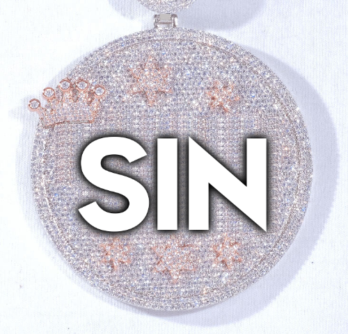 CUSTOM LETTER NECKLACE 3D BIG CROWN DISC