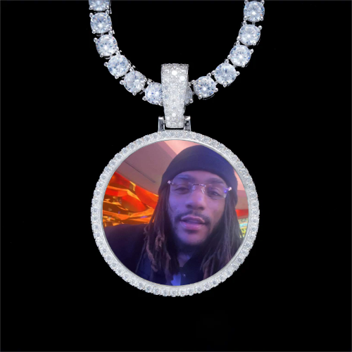 925S & VVS Moissanite 3D Circle Custom Picture Pendant
