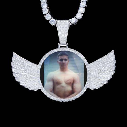 925S & VVS Moissanite 3D Wing Custom Picture Pendant