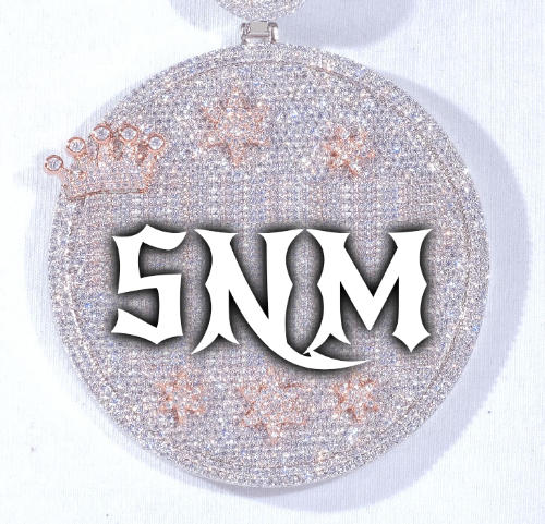 CUSTOM LETTER NECKLACE 3D BIG CROWN DISC