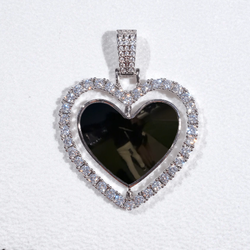 3D Spinning 2-Faced Heart Custom Picture Pendant