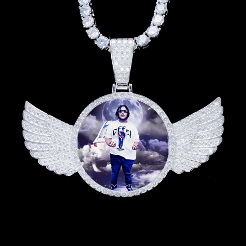 925S & VVS Moissanite 3D Wing Custom Picture Pendant