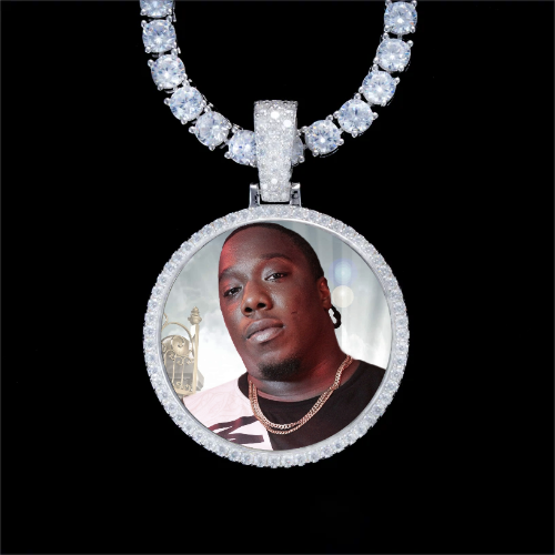 925S & VVS Moissanite 3D Circle Custom Picture Pendant