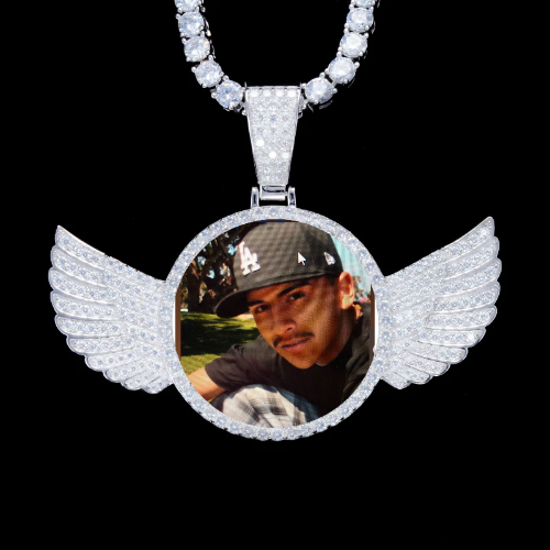 925S & VVS Moissanite 3D Wing Custom Picture Pendant