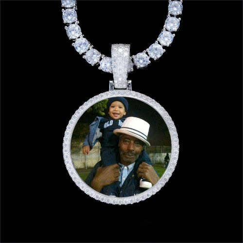 925S & VVS Moissanite 3D Circle Custom Picture Pendant