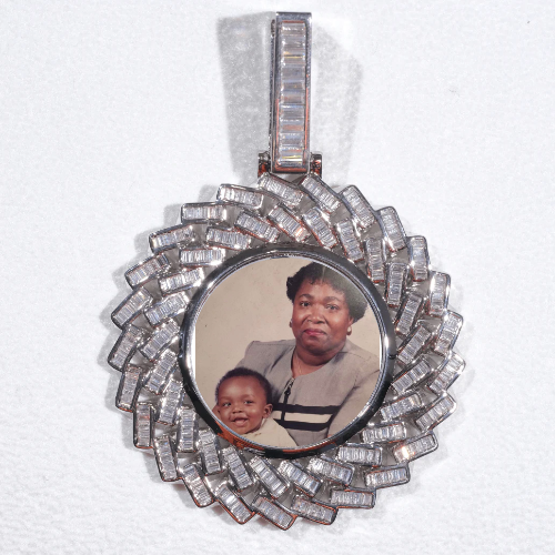 Large 3D Baguette Custom Picture Pendant