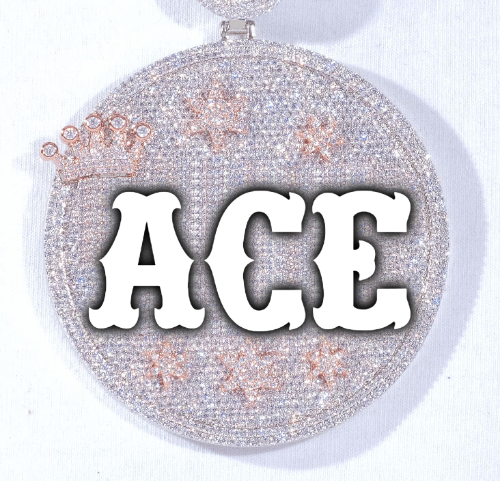 CUSTOM LETTER NECKLACE 3D BIG CROWN DISC