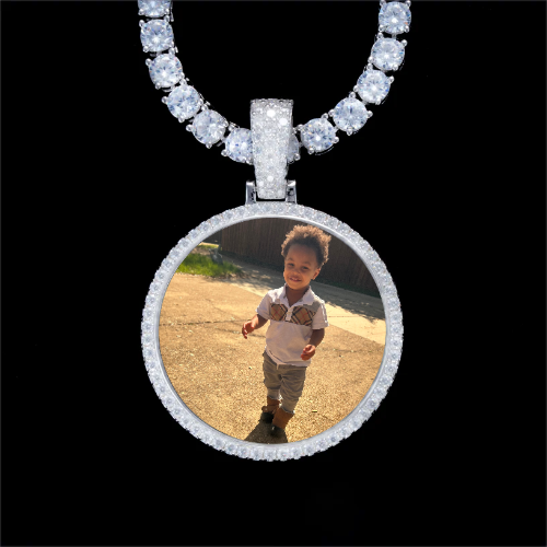 925S & VVS Moissanite 3D Circle Custom Picture Pendant