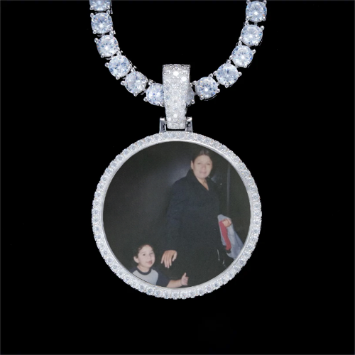925S & VVS Moissanite 3D Circle Custom Picture Pendant