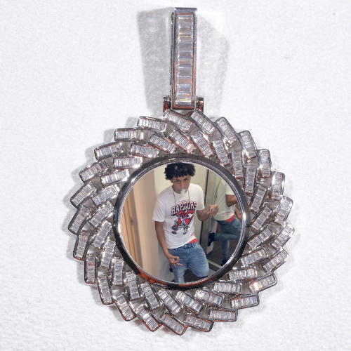 Large 3D Baguette Custom Picture Pendant