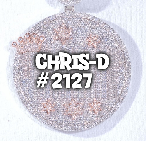 CUSTOM LETTER NECKLACE 3D BIG CROWN DISC