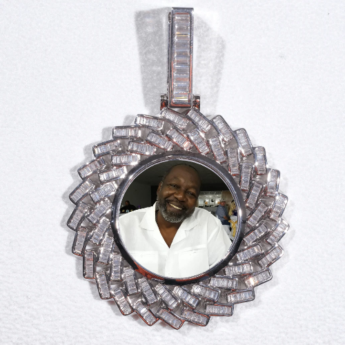 Large 3D Baguette Custom Picture Pendant