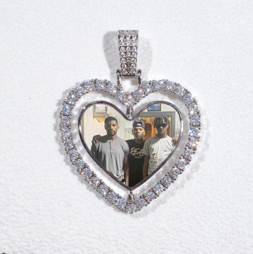3D Spinning 2-Faced Heart Custom Picture Pendant