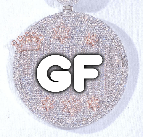 CUSTOM LETTER NECKLACE 3D BIG CROWN DISC