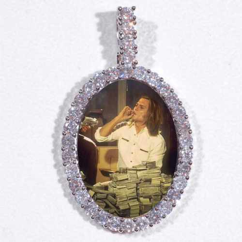 Large 3D Oval Custom Picture Pendant
