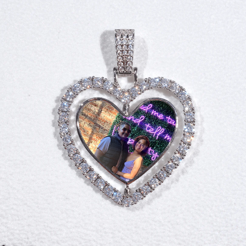 3D Spinning 2-Faced Heart Custom Picture Pendant