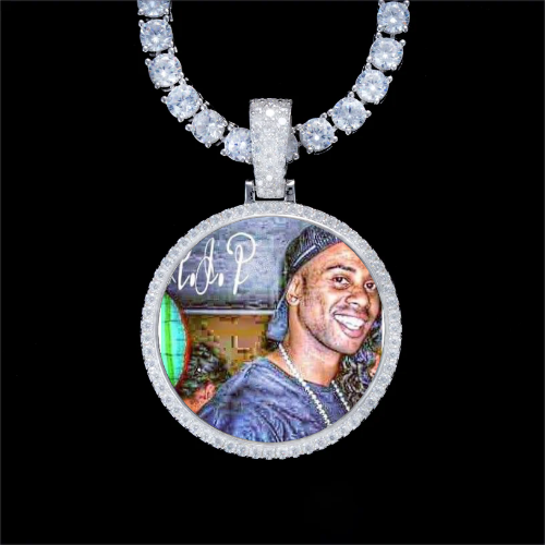 925S & VVS Moissanite 3D Circle Custom Picture Pendant