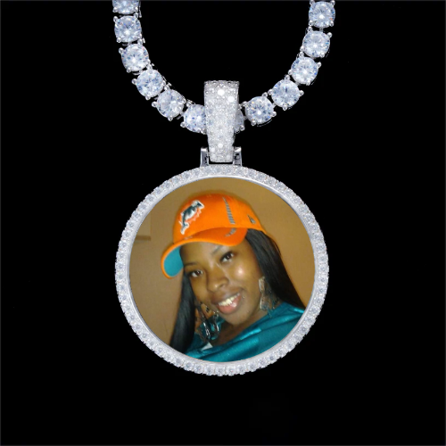 925S & VVS Moissanite 3D Circle Custom Picture Pendant