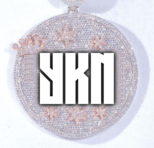 CUSTOM LETTER NECKLACE 3D BIG CROWN DISC