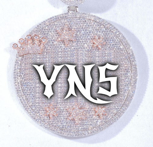 CUSTOM LETTER NECKLACE 3D BIG CROWN DISC