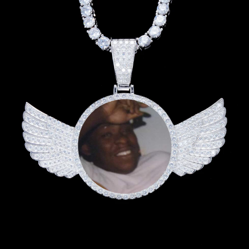 925S & VVS Moissanite 3D Wing Custom Picture Pendant