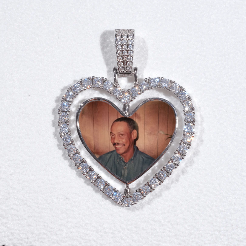 3D Spinning 2-Faced Heart Custom Picture Pendant