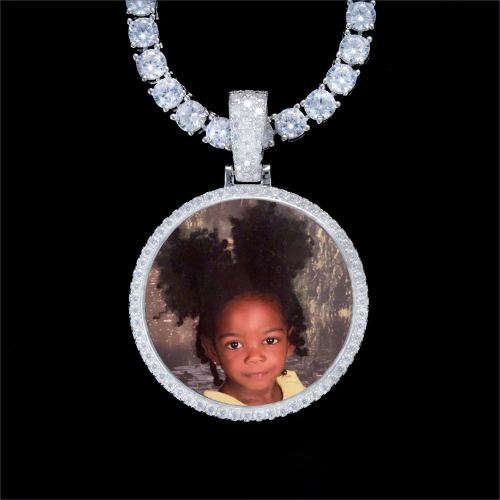 925S & VVS Moissanite 3D Circle Custom Picture Pendant