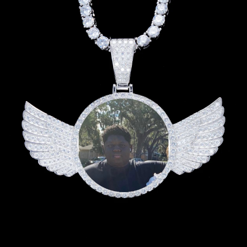 925S & VVS Moissanite 3D Wing Custom Picture Pendant