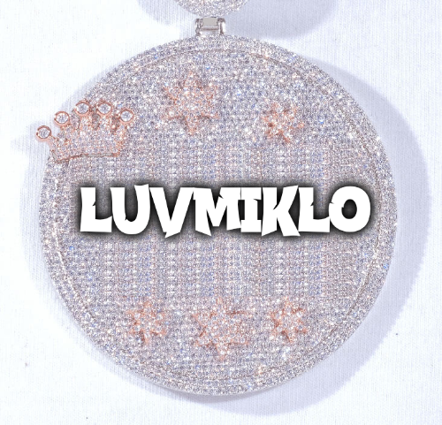 CUSTOM LETTER NECKLACE 3D BIG CROWN DISC